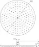 Runde Regenbrause mit gleichmäßig verteilten Düsen, montiert auf einem G1/2 Anschluss, hergestellt von Ideal Standard. Oberfläche nicht genau erkennbar.